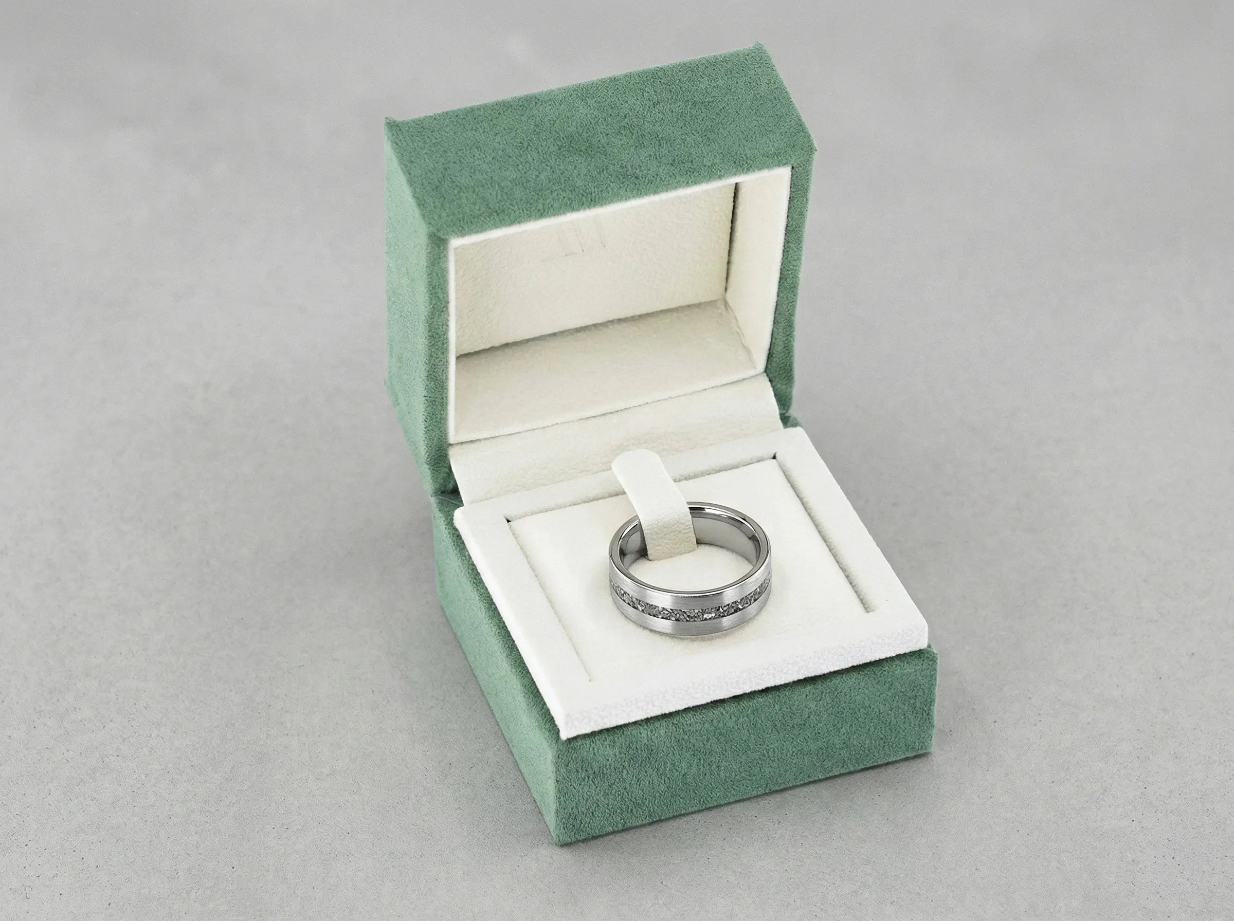 The Summit Band - Tungsten with Silver Plate & Crushed Meteorite