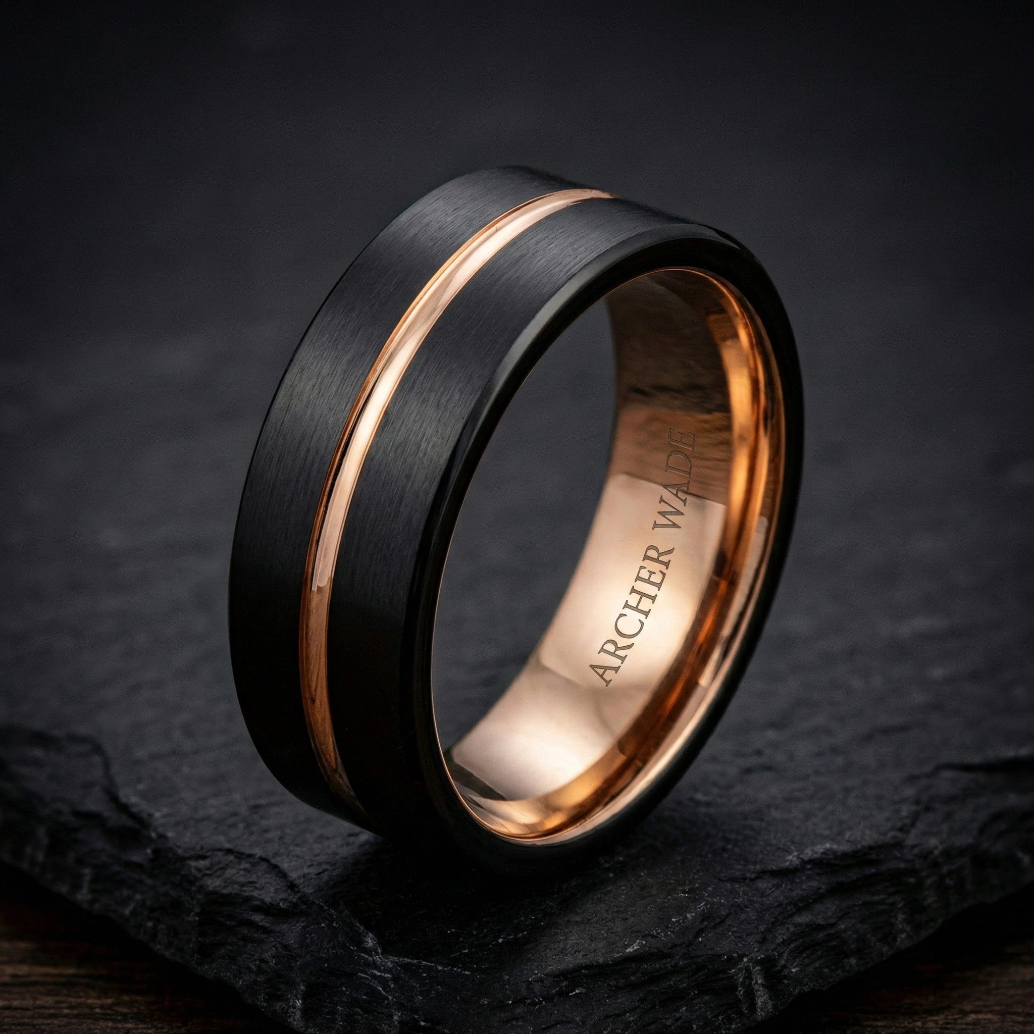 The Axis Band - Tungsten with Black & Rose Plate