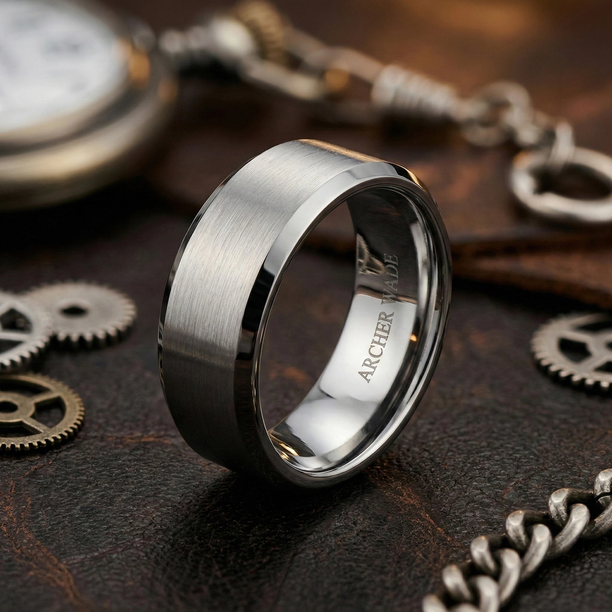 The Heritage Band - Tungsten with Silver Finish