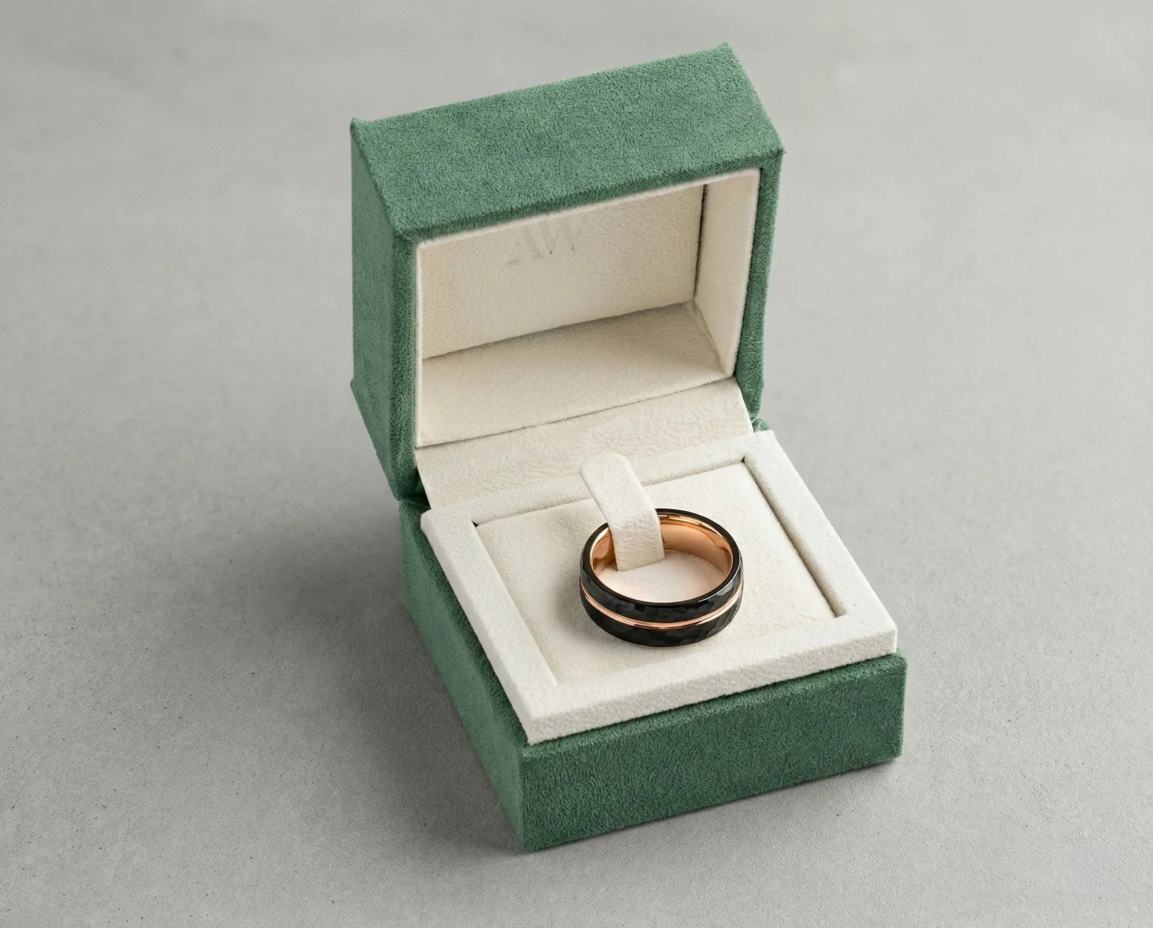 The Ridge Band - Tungsten with Black & Rose Plate (Alternative Design)